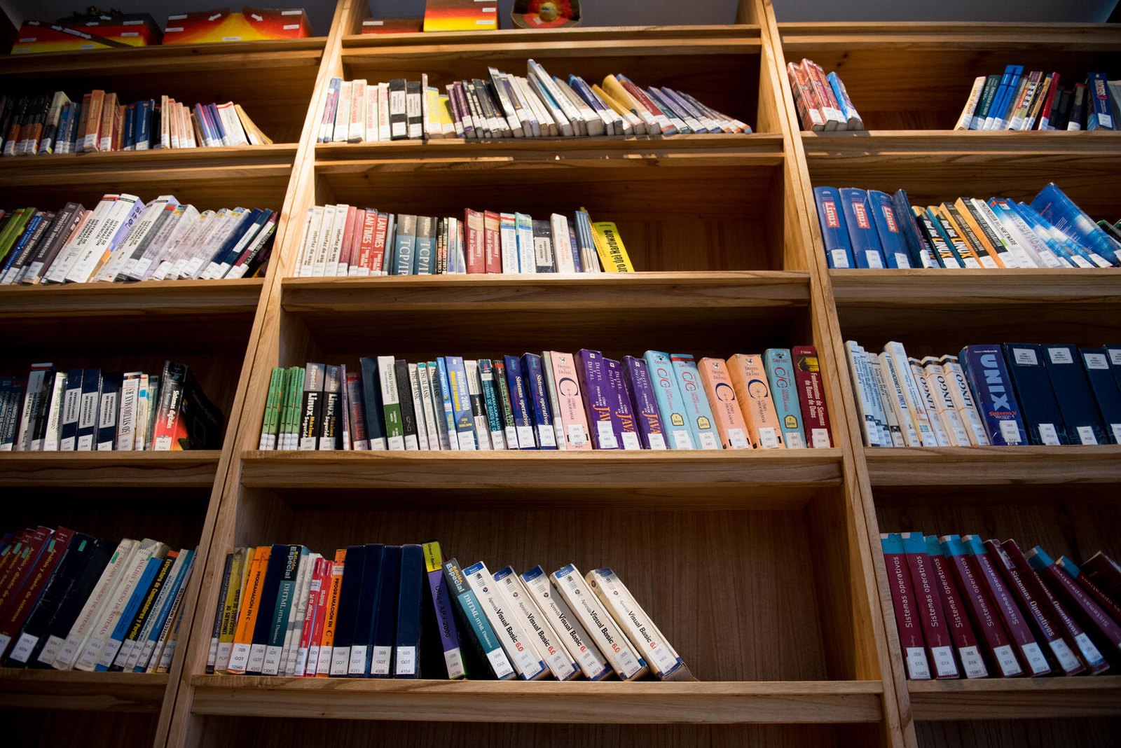 Estanterías con libros de la Biblioteca de la Universidad Champagnat
